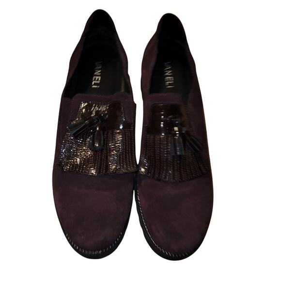 Vaneli Zoelie Burgandy Suede Round Toe Tasseled Slip On Loafers Shoes 8.5 - Picture 1 of 8